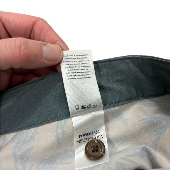 Faherty Palm Tree Yellow Grey Board Shorts Mens Size 40 Lace up Swim Surf - Picture 3 of 12